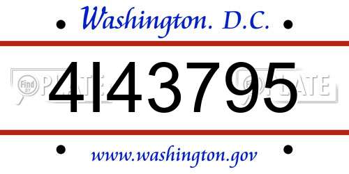 4I43795 District Of Columbia License Plate