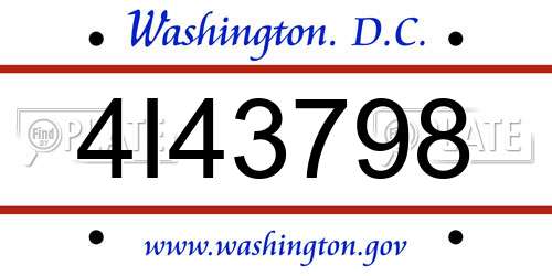 4I43798 District Of Columbia License Plate