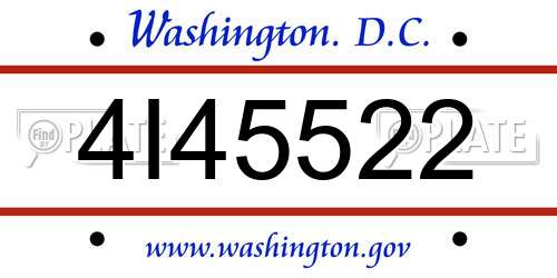 4I45522 District Of Columbia License Plate