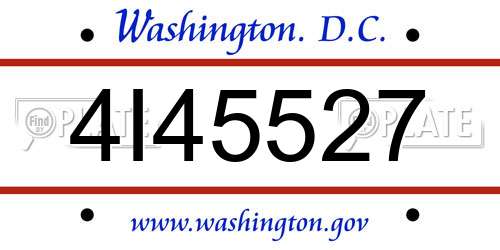4I45527 District Of Columbia License Plate