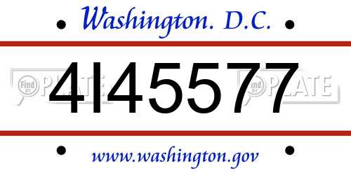 4I45577 District Of Columbia License Plate