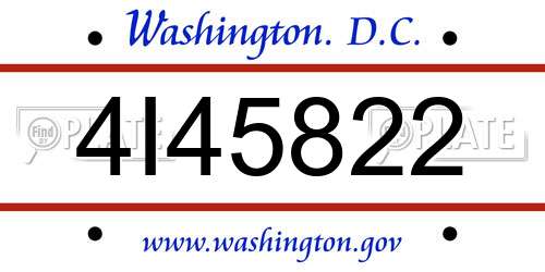 4I45822 District Of Columbia License Plate