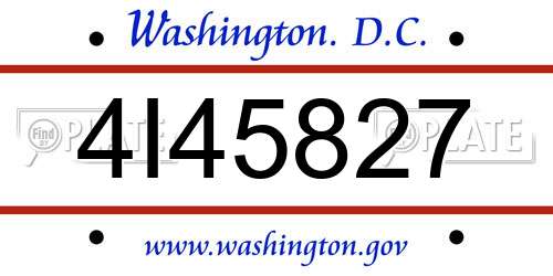 4I45827 District Of Columbia License Plate