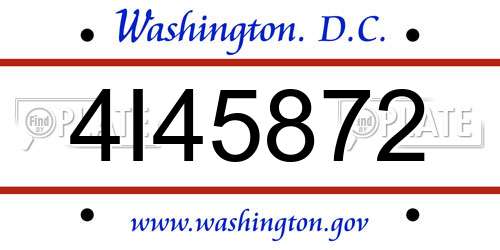 4I45872 District Of Columbia License Plate