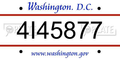 4I45877 District Of Columbia License Plate