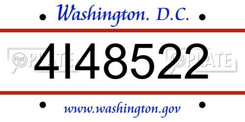4I48522 District Of Columbia License Plate