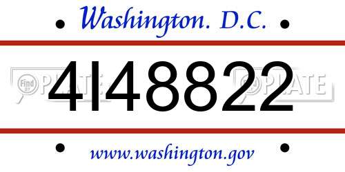 4I48822 District Of Columbia License Plate