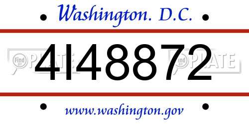 4I48872 District Of Columbia License Plate