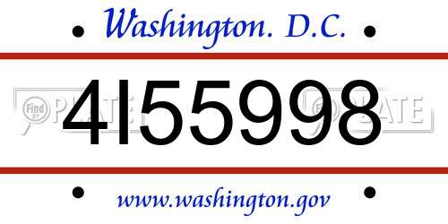 4I55998 District Of Columbia License Plate