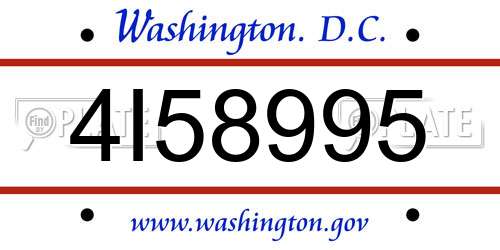 4I58995 District Of Columbia License Plate