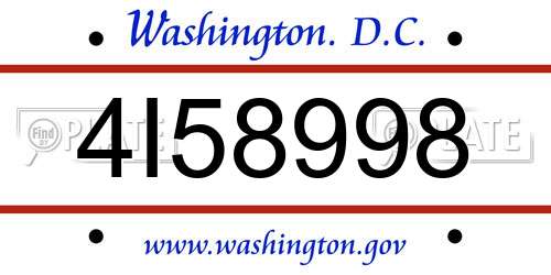 4I58998 District Of Columbia License Plate