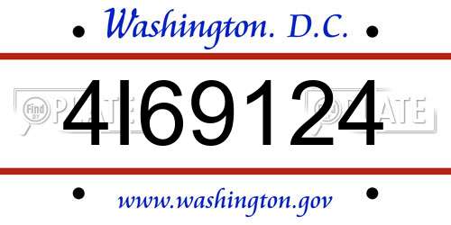 4I69124 District Of Columbia License Plate