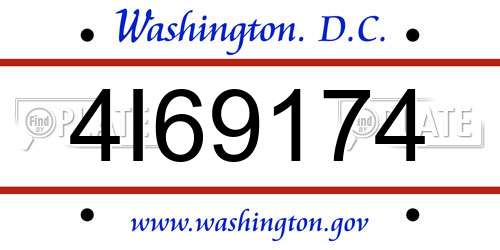 4I69174 District Of Columbia License Plate