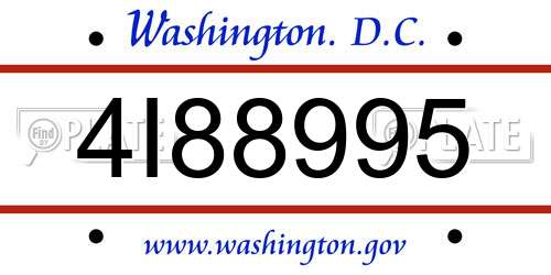 4I88995 District Of Columbia License Plate