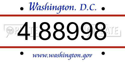 4I88998 District Of Columbia License Plate