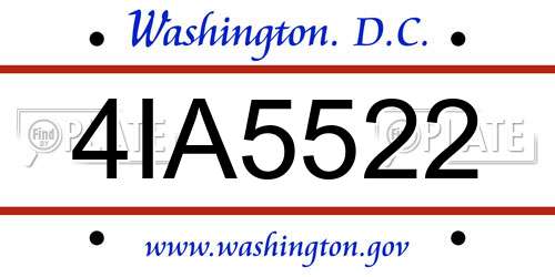 4IA5522 District Of Columbia License Plate