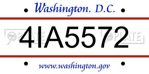 4IA5572 District Of Columbia License Plate