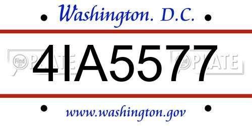 4IA5577 District Of Columbia License Plate