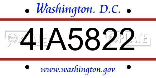 4IA5822 District Of Columbia License Plate