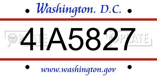 4IA5827 District Of Columbia License Plate