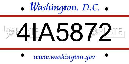 4IA5872 District Of Columbia License Plate
