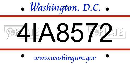 4IA8572 District Of Columbia License Plate