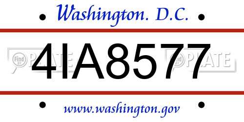 4IA8577 District Of Columbia License Plate