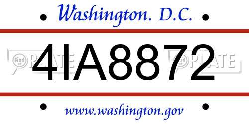 4IA8872 District Of Columbia License Plate