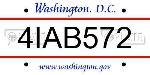 4IAB572 District Of Columbia License Plate