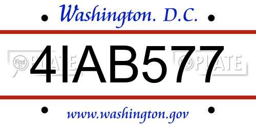 4IAB577 District Of Columbia License Plate