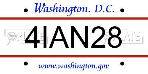 4IAN28 District Of Columbia License Plate