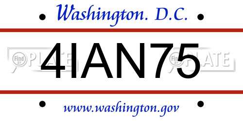 4IAN75 District Of Columbia License Plate