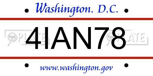 4IAN78 District Of Columbia License Plate