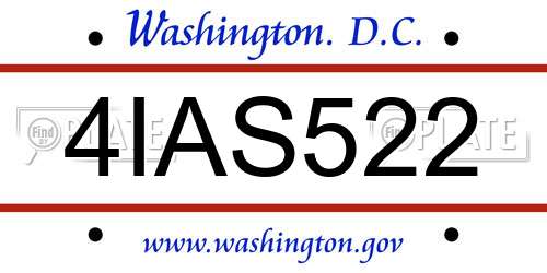 4IAS522 District Of Columbia License Plate