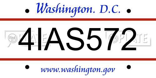4IAS572 District Of Columbia License Plate