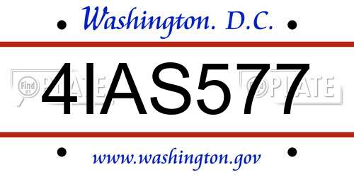 4IAS577 District Of Columbia License Plate
