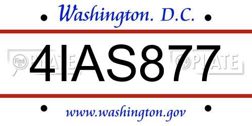 4IAS877 District Of Columbia License Plate