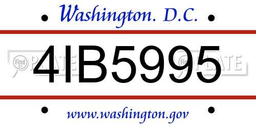 4IB5995 District Of Columbia License Plate