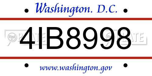 4IB8998 District Of Columbia License Plate
