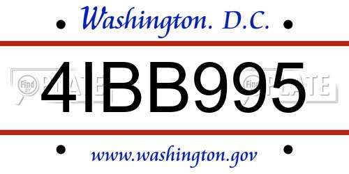4IBB995 District Of Columbia License Plate