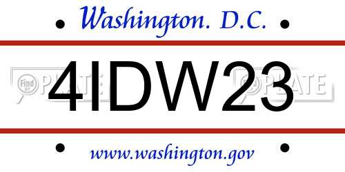 4IDW23 District Of Columbia License Plate