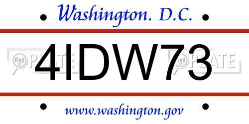 4IDW73 District Of Columbia License Plate