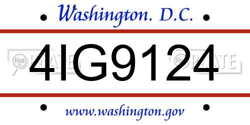 4IG9124 District Of Columbia License Plate