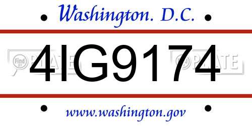 4IG9174 District Of Columbia License Plate