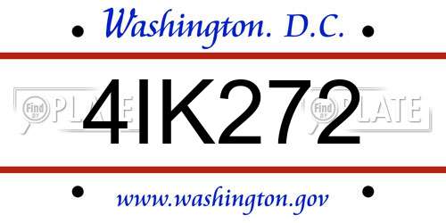 4IK272 District Of Columbia License Plate
