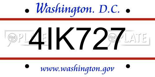 4IK727 District Of Columbia License Plate