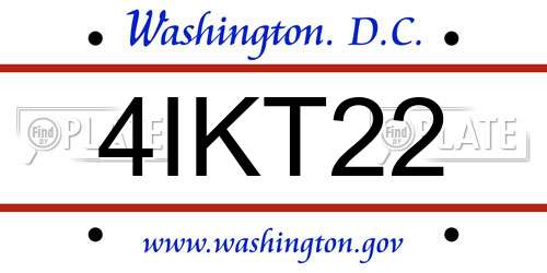 4IKT22 District Of Columbia License Plate