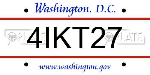 4IKT27 District Of Columbia License Plate