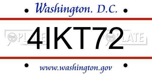 4IKT72 District Of Columbia License Plate