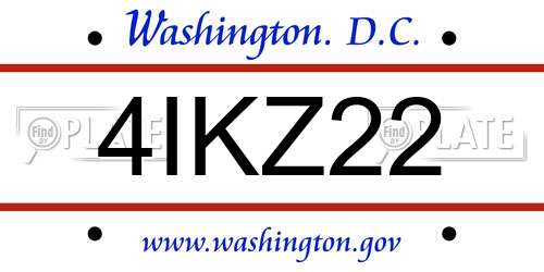 4IKZ22 District Of Columbia License Plate